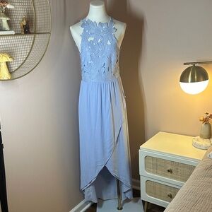 SAYLOR for Free People- Rare Periwinkle High Low/Tulip Hem Lace Dress